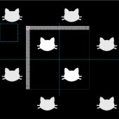 Zwart-wit katten patroon stof (Delen)
