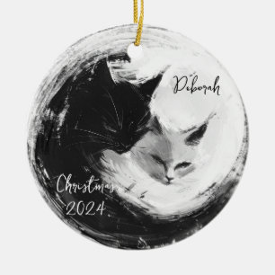 Zwart Wit Katten Ying Yang Gepersonaliseerd Orname Keramisch Ornament