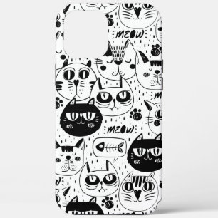 Zwart wit kattengezicht (alle telefoons) Case-Mate iPhone case