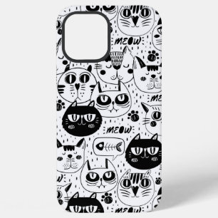 Zwart wit kattengezicht (alle telefoons) iPhone 12 pro max hoesje