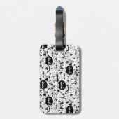 Zwart wit kattengezicht bagagelabel (Achterkant verticaal)