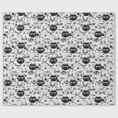 Zwart wit kattengezicht cadeaupapier (Vlak)