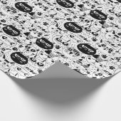 Zwart wit kattengezicht cadeaupapier (Hoek)