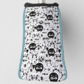 Zwart wit kattengezicht golfheadcover (Draai 90)