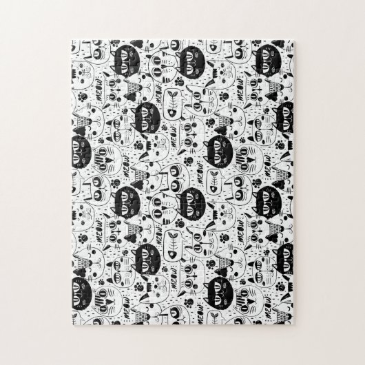 Zwart wit kattengezicht legpuzzel (Verticaal)