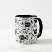 Zwart wit kattengezicht mok (Voorkant rechts)