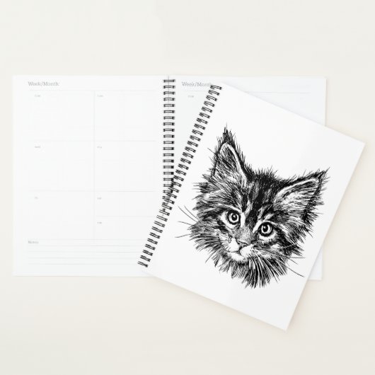 Zwart-wit kattengezicht planner (Display)