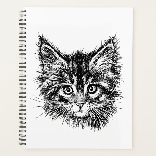 Zwart-wit kattengezicht planner (Voorkant)