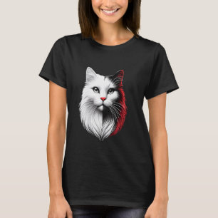 Zwart-wit kattengezicht t-shirt