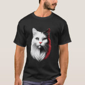 Zwart-wit kattengezicht t-shirt (Voorkant)