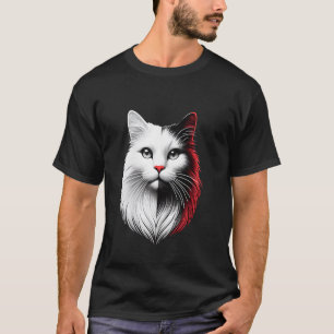 Zwart-wit kattengezicht t-shirt
