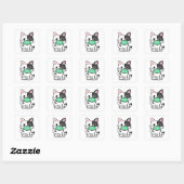 ZWART WIT KATTENKLEINTJE MET MASKER Vierkante Stic Sticker (Vel)