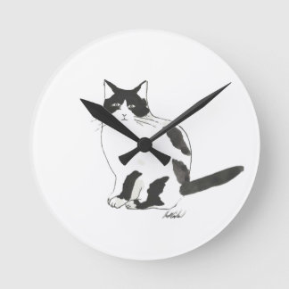 Zwart-wit kattenklok ronde klok