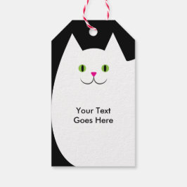 Zwart-wit kattenontwerp cadeaulabel