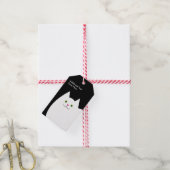 Zwart-wit kattenontwerp cadeaulabel (Met Touw)