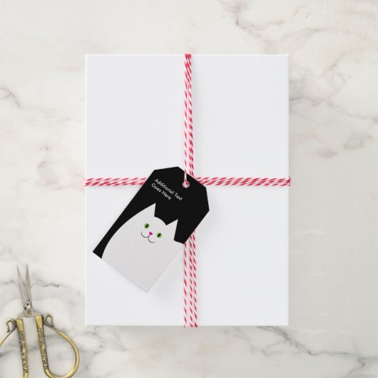 Zwart-wit kattenontwerp cadeaulabel (Met Touw)