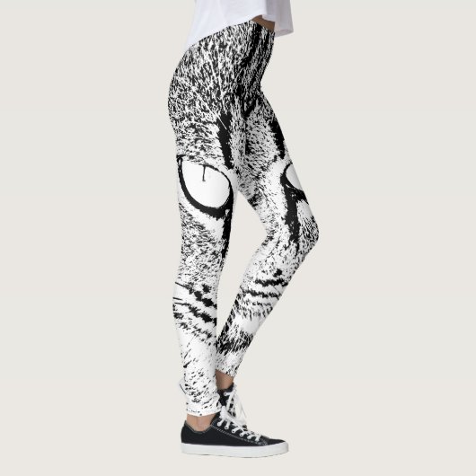 Zwart-wit kattenontwerp leggings (Rechts)