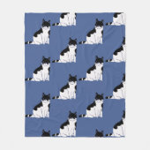 Zwart-wit kattenpatroon op blauwe Katten stemmen Fleece Deken (Voorkant)