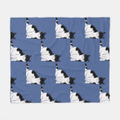 Zwart-wit kattenpatroon op blauwe Katten stemmen Fleece Deken (Voorkant (Horizontaal))