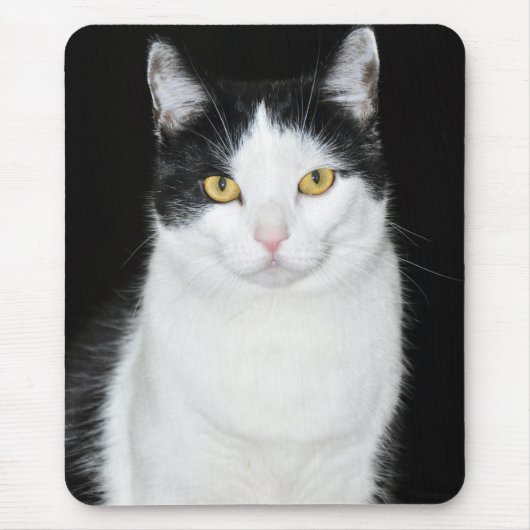 Zwart-wit kattenportret muismat (Voorkant)