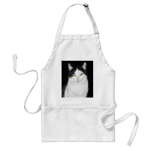 Zwart-wit kattenportret standaard schort (Voorkant)