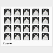 Zwart-wit kattenportret vierkante sticker (Vel)