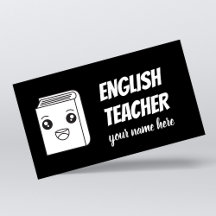 Zwart-wit Kawaii Book Cute English Teacher ESL