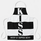 zwart-wit Keep It Super Sexy KISS Schort (Voorkant)