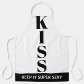 zwart-wit Keep It Super Sexy KISS Schort (Voorkant)