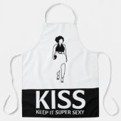zwart-wit Keep It Super Sexy KISS Schort (Voorkant)