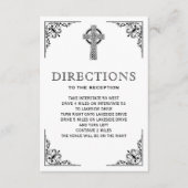 Zwart-wit Keltisch Kruis Bruiloftsroutebeschrijvin Informatiekaartje (Voorkant)