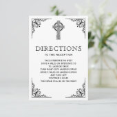 Zwart-wit Keltisch Kruis Bruiloftsroutebeschrijvin Informatiekaartje (Staand voorkant)