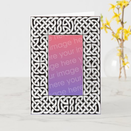 Zwart & Wit Keltisch Lijst kaart 2 (Gele Bloem)
