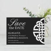 Zwart & Wit Keltische Knoop Eenvoudig Handvasten Save The Date (Staand voorkant)