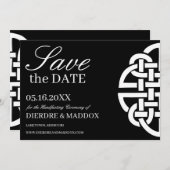 Zwart & Wit Keltische Knoop Eenvoudig Handvasten Save The Date (Voorkant / Achterkant)
