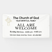 Zwart-wit kerk welkomstbanner met logo spandoek (Horizontaal)