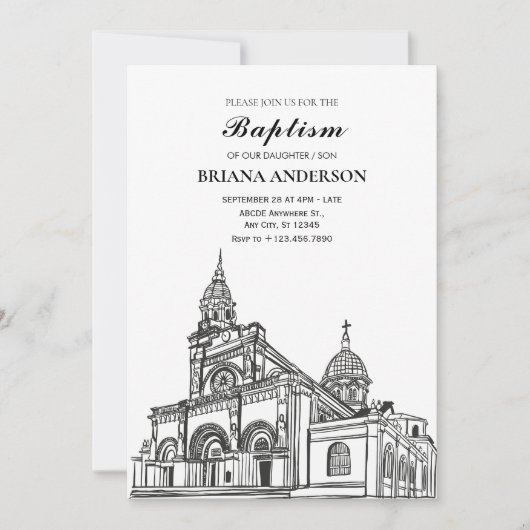 Zwart-wit Kerkdoop Kaart (Voorkant)