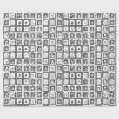 Zwart-wit Kerst Advent Kalender Mozaïek Cadeaupapier (Vlak)