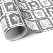 Zwart-wit Kerst Advent Kalender Mozaïek Cadeaupapier (Rol Hoek)