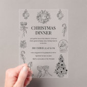 Zwart & Wit Kerst Dinner Acryl Uitnodigingen (Insitu (Draagbaar))