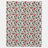 Zwart & Wit Kerst Holstein Dairy Koeien Bloemen Fleece Deken (Voorkant)