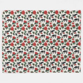 Zwart & Wit Kerst Holstein Dairy Koeien Bloemen Fleece Deken (Voorkant (Horizontaal))