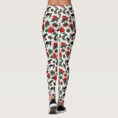 Zwart & Wit Kerst Holstein Dairy Koeien Bloemen Leggings (Achterkant)