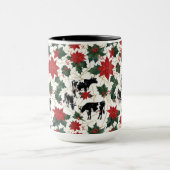 Zwart & Wit Kerst Holstein Dairy Koeien Bloemen Mok (Midden)