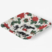 Zwart & Wit Kerst Holstein Dairy Koeien Bloemen Papieren Bordje (Gebogen)