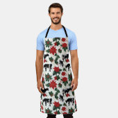 Zwart & Wit Kerst Holstein Dairy Koeien Bloemen Schort (Gedragen)