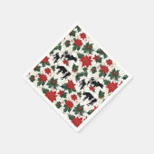 Zwart & Wit Kerst Holstein Dairy Koeien Bloemen Servet (Hoek)