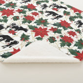 Zwart & Wit Kerst Holstein Dairy Koeien Bloemen Sherpa Deken (3/4)