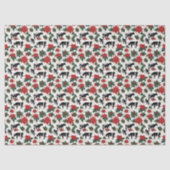 Zwart & Wit Kerst Holstein Dairy Koeien Bloemen Tissuepapier (Voorkant)