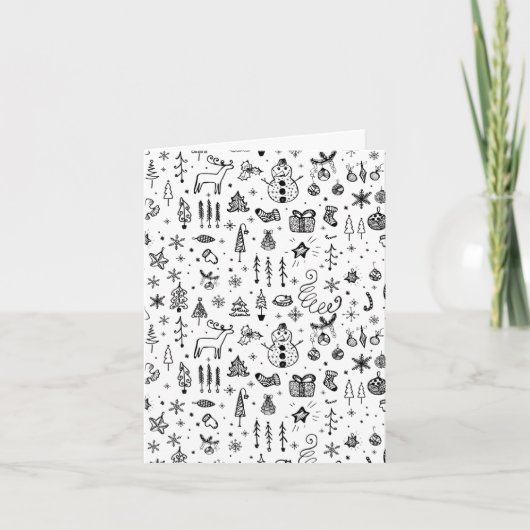 Zwart & Wit Kerst Iconen Patroon – Schattig  (Voorkant)
